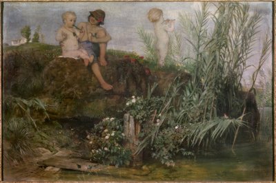 Maipfeifen schnitzende Kinder von Arnold Böcklin